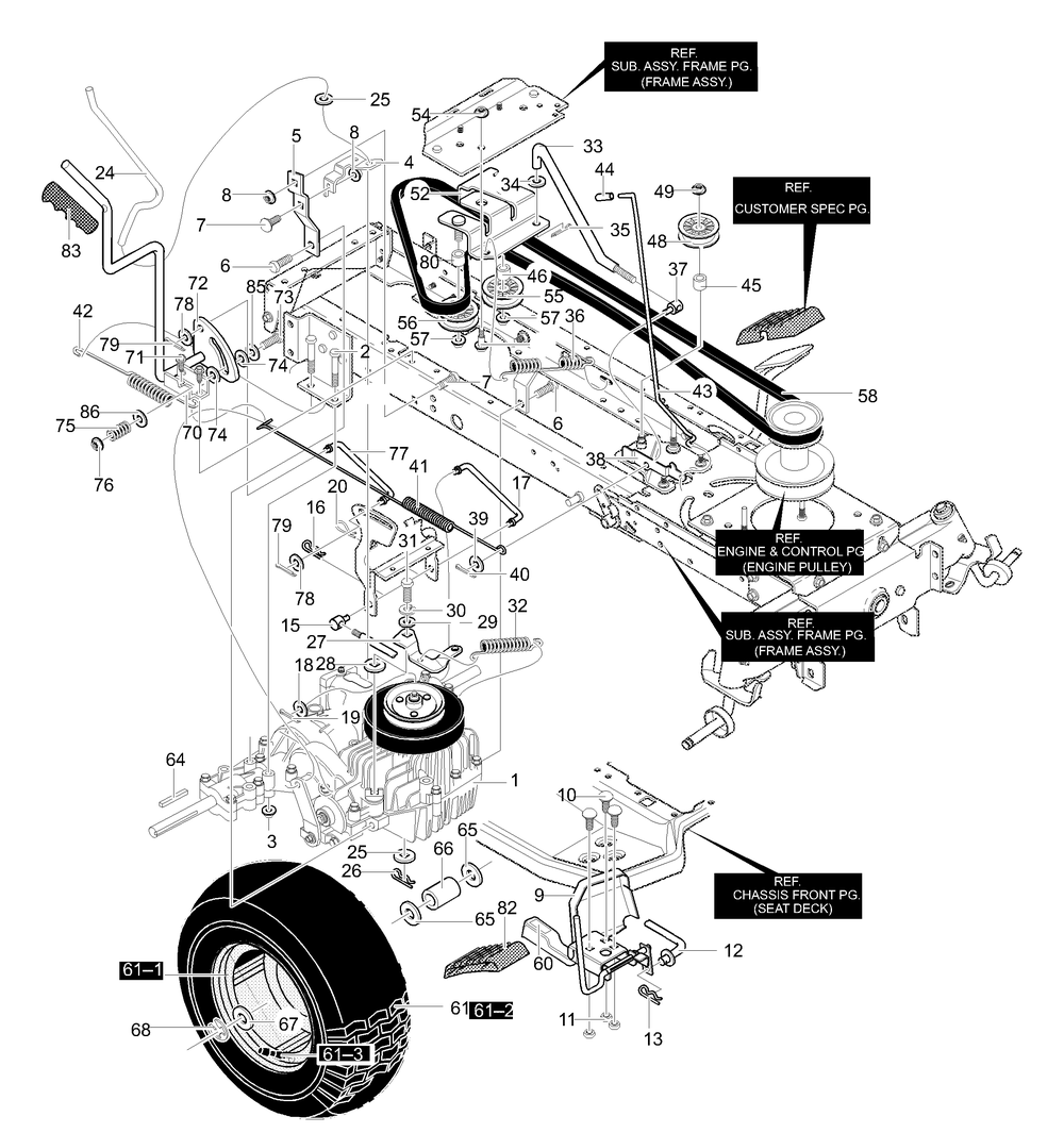 Motion Drive Diagram and Parts List for 42587X50D 2001 Briggs and Stratton Lawn Tractor